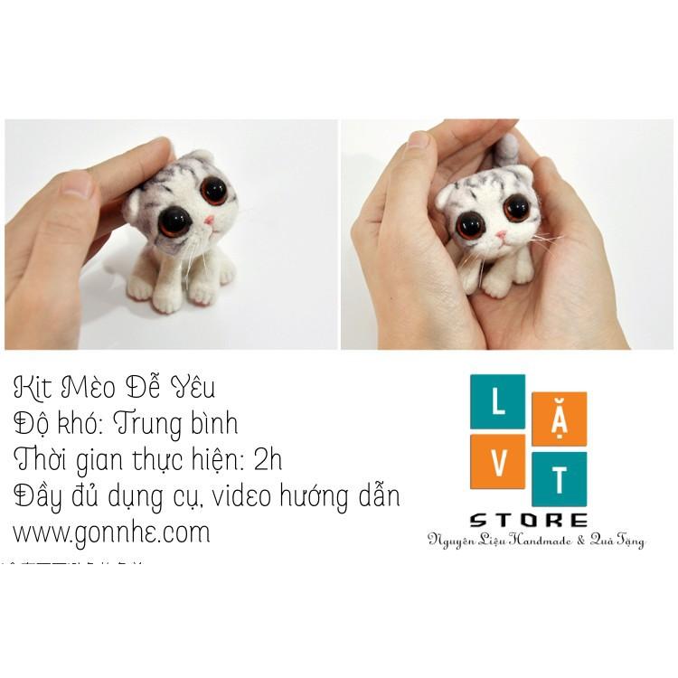 Bộ Len Chọc Làm Mèo Nũng Nịu - Needle Felting Cat - Handmade, diys