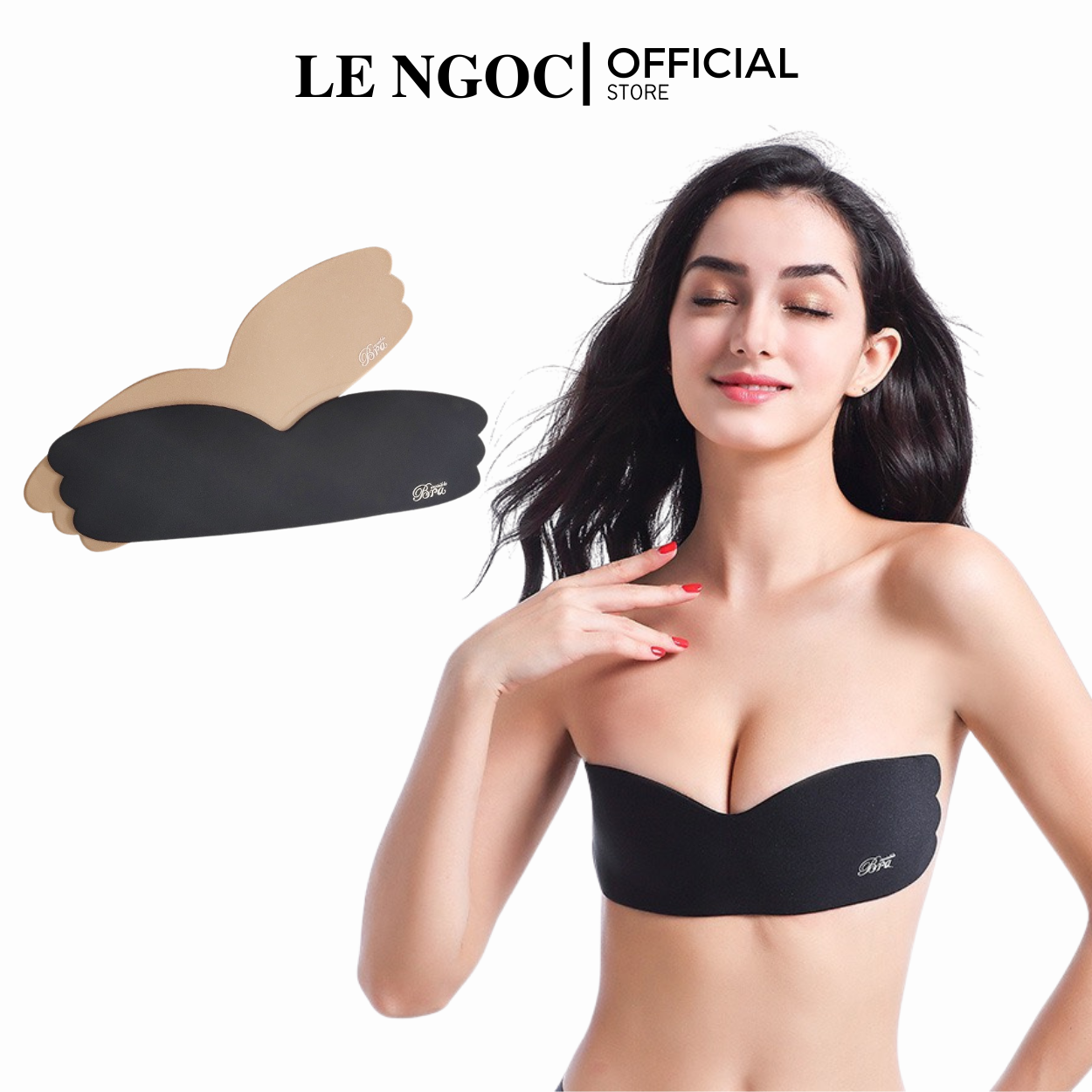 Miếng dán ngực thoáng khí, miếng dán nâng ngực tạo khe hình cánh bướm cho cô dâu mặc áo cưới cúp ngang hở lưng-LN161
