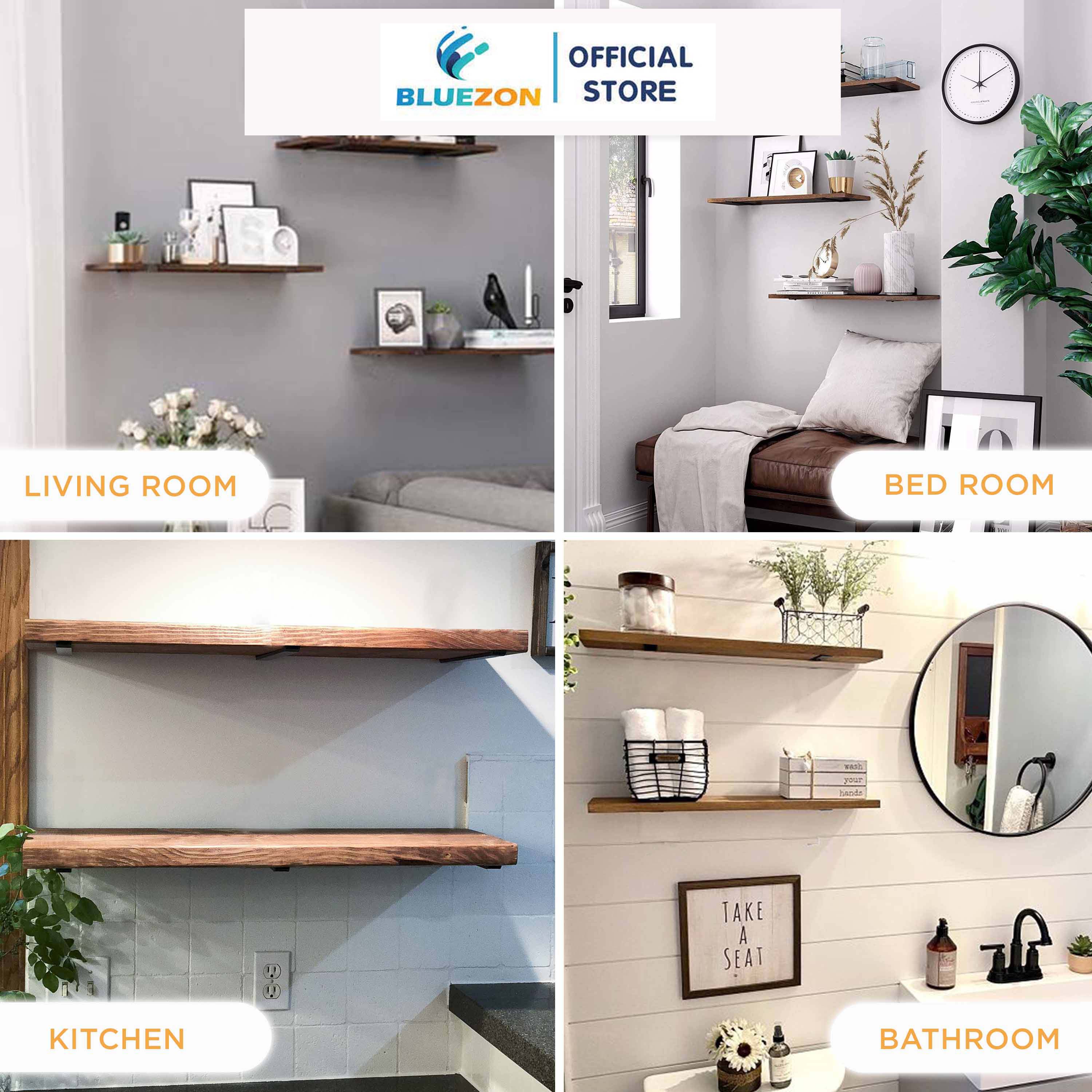 Bộ 2 giá đỡ kệ dấu chân chữ T, pát sắt đỡ kệ gỗ treo tường, decor trang trí