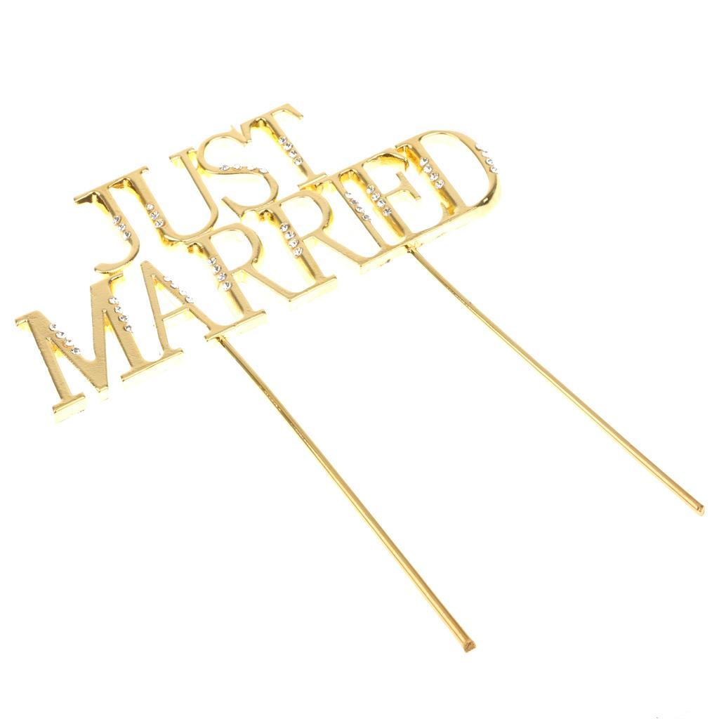 Gold Shining JUST MARRIED Cake Topper Wedding Engagement Cake Decor