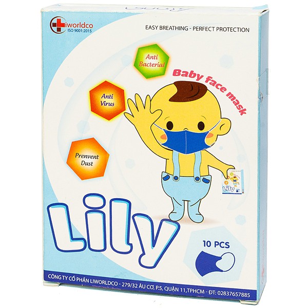 Hộp 10 Cái Khẩu Trang Em Bé Lily Liworldco