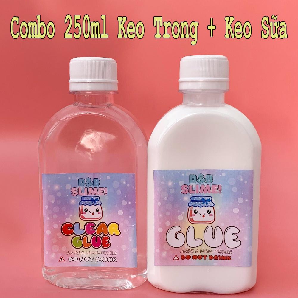 Combo 750ML Keo Trong, Keo Sữa, Dung Dịch Làm Đông (Activator) Nguyên Liệu Làm Slime