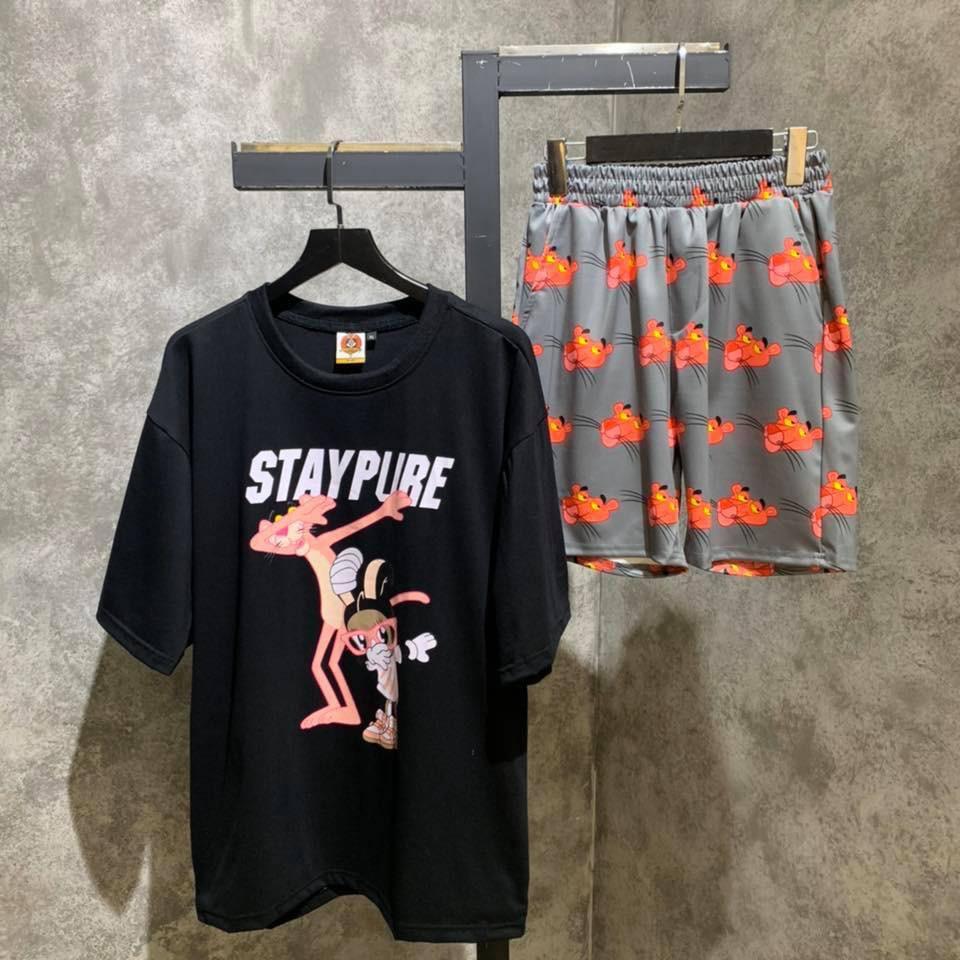 Áo phông tay lỡ unisex áo thun nam nữ form rộng Báo hồng STAYPURE THE 1992