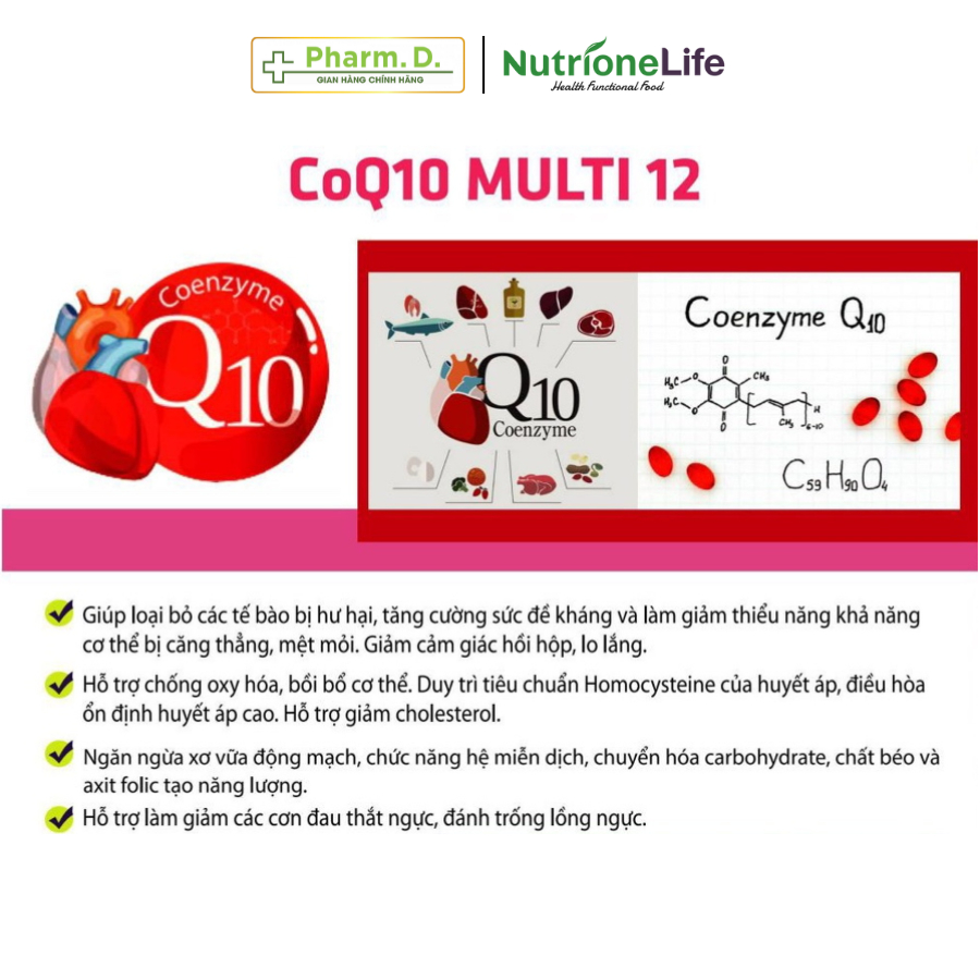 Viên Uống Hỗ Trợ Tim Mạch, Chống Lão Hóa NUTRIONELIFE Coenzyme Q10 Multi 12