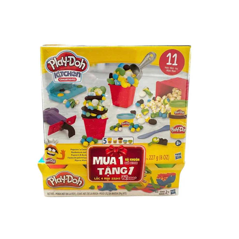 Playdoh Combo Khuôn Bắp Rang &amp; Bột Nặn 4 Màu Cbf7397/E7253-2025 (Vta)