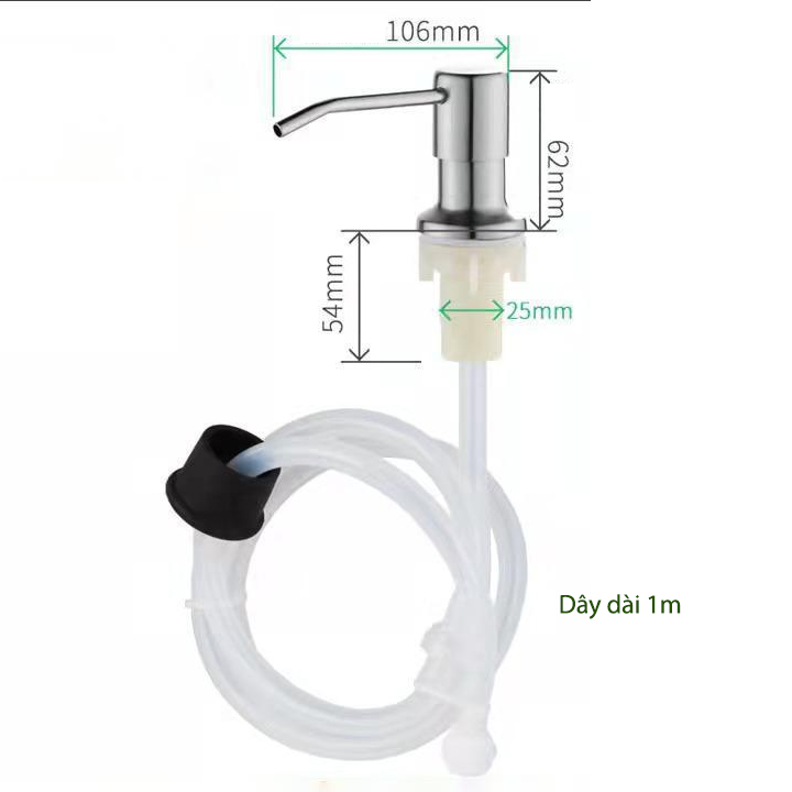 Đầu xịt dầu rửa chén bát gắn chậu bếp, làm bằng inox 304, có ống mềm nối với bình đựng dầu rửa