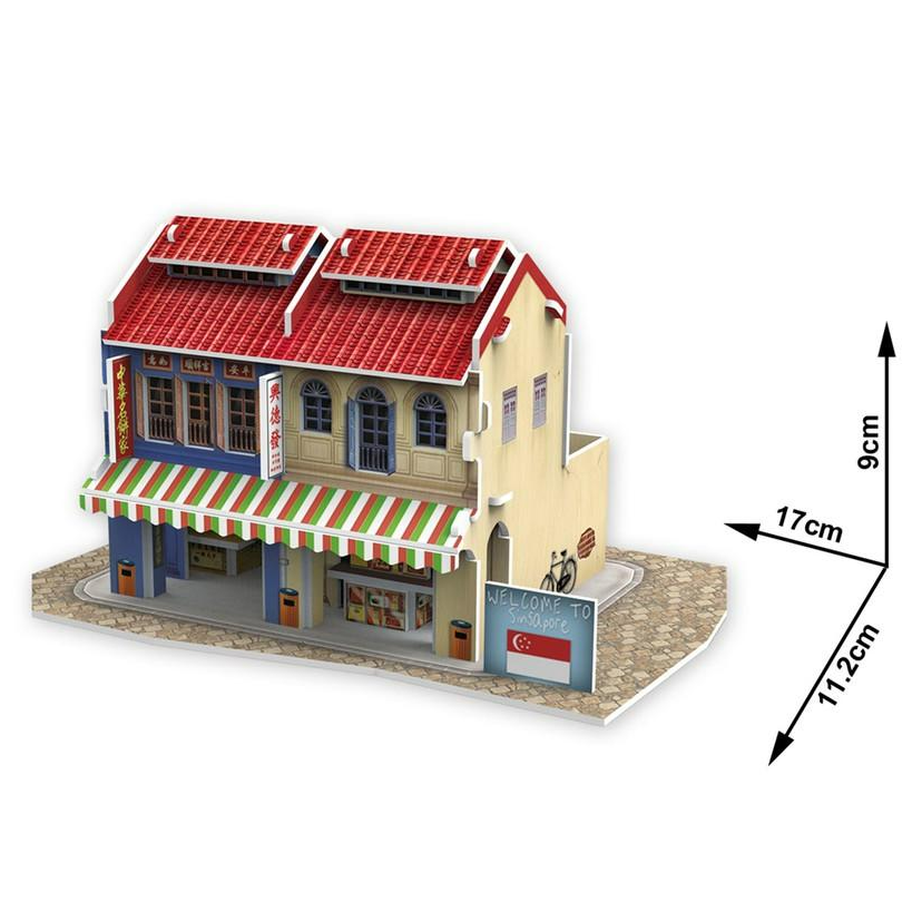 Mô hình giấy 3D - Bộ nhà truyền thống Singapore -Chinatown in Singapore-W3146h