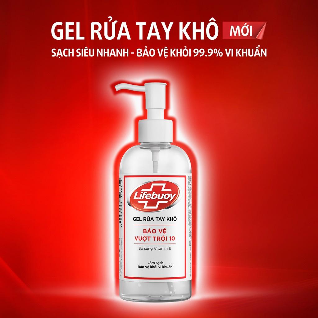 COMBO 3 Gel Rửa Tay Khô Lifebuoy Bảo vệ vượt trội 10 (Đỏ) Bổ Sung Vitamin E Chai 90ml x 3