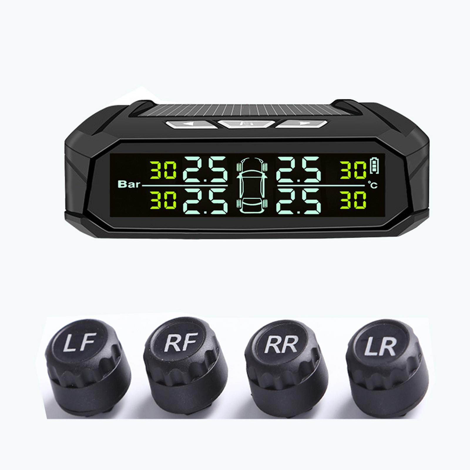 Tire Pressure System Solar USB LCD Display External Sensors