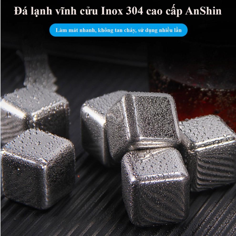 Đá lạnh vĩnh cửu Inox 304 cao cấp AnShin (hộp 6 viên tặng kẹp gắp)