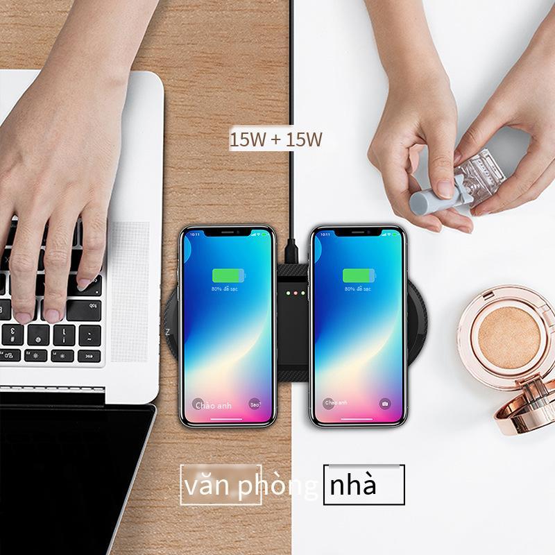 Bộ sạc không dây máy tính để bàn đa chức năng kiểu mới nhất Bộ sạc không dây hai trong một phù hợp với tai nghe điện thoại di động sạc nhanh không dây