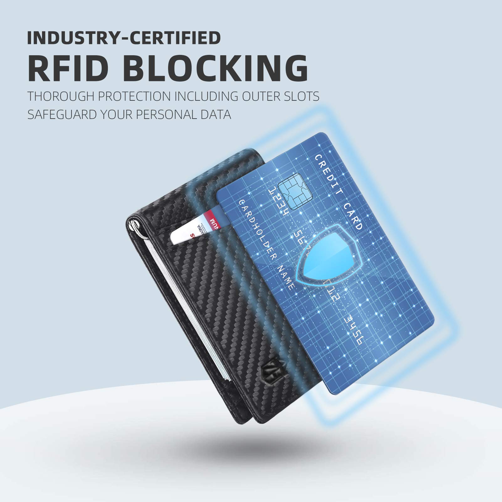 Ví nam đựng thẻ từ tính Carbon Leather RFID Money Clip