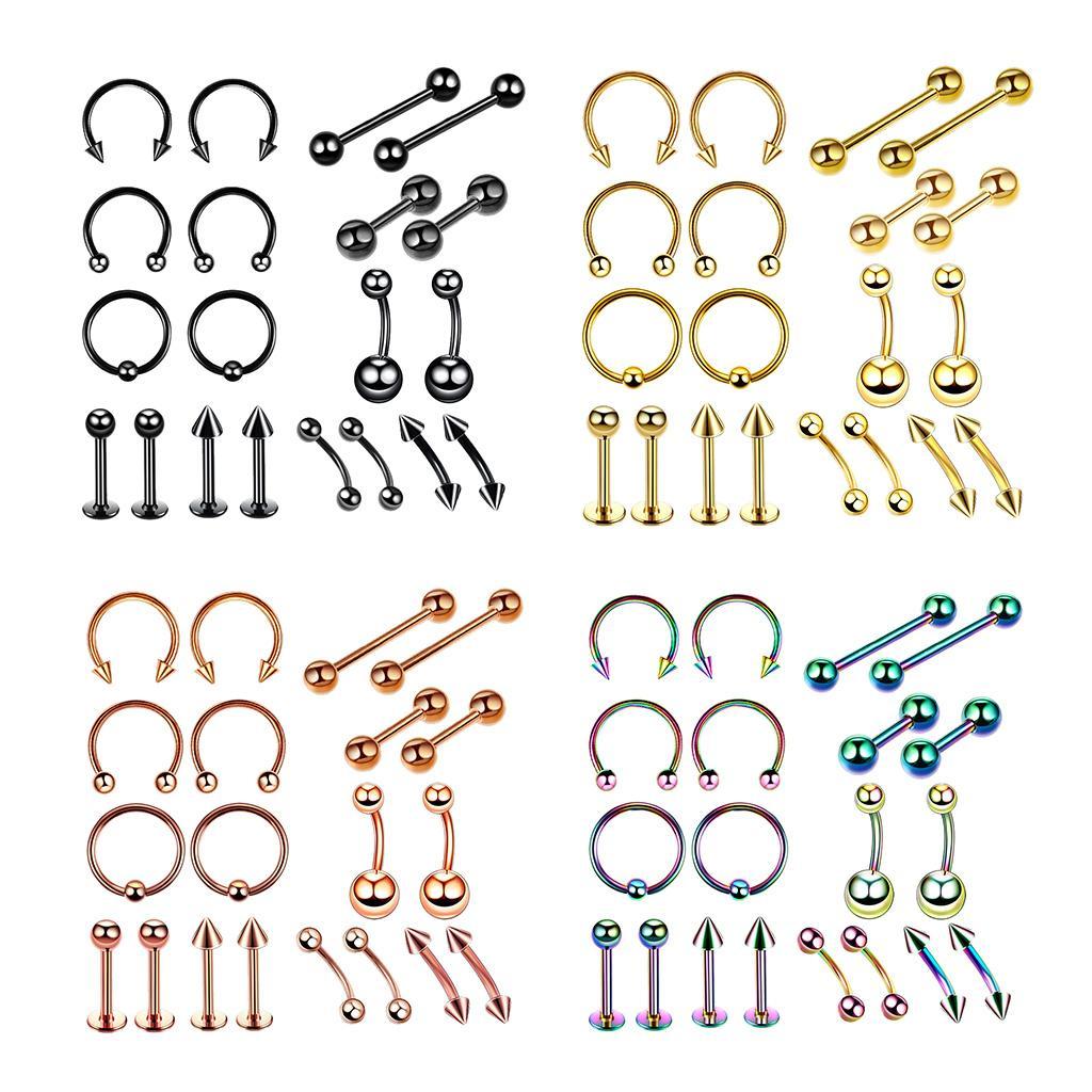 20Pcs Nose Lip Eyebrow Navel Belly Piercings 6mm