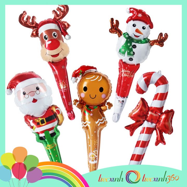 Set 5 bong bóng Noel cầm tay