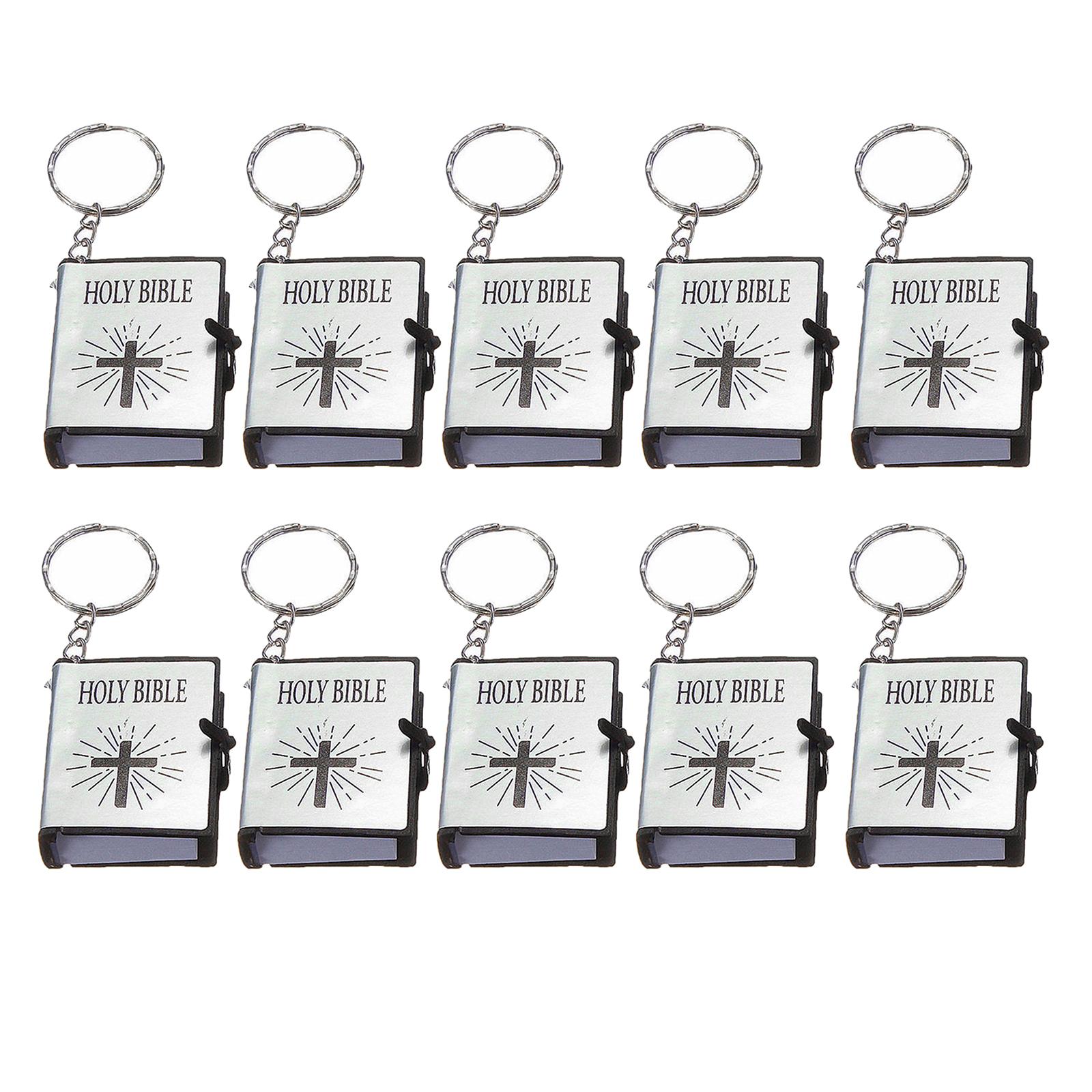Vintage Miniature Religious Decor Pendant Christian Bible Book Keychain Bookbag Purse Pendant Charm Car Key Holder