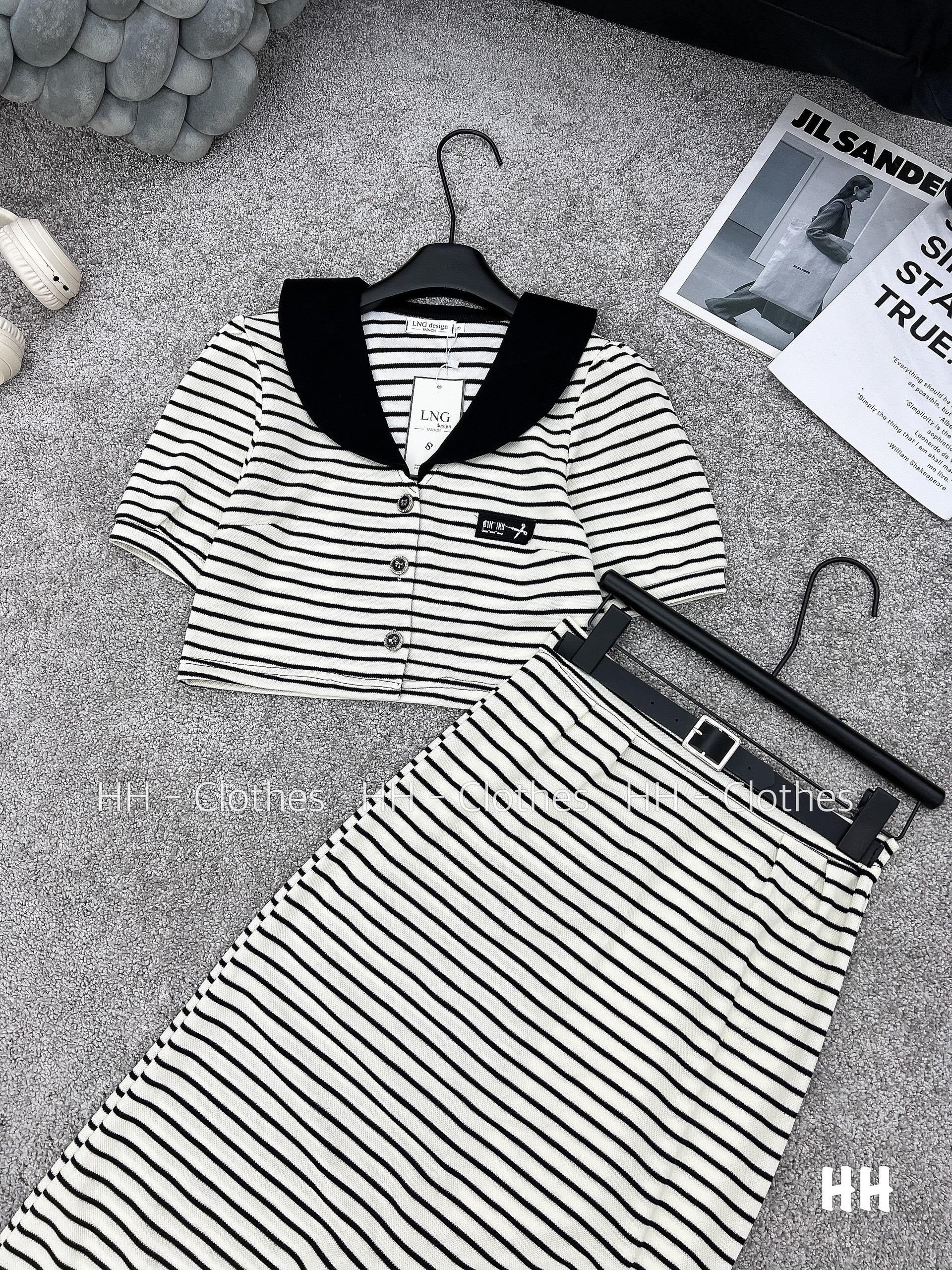 SET ĐI CHƠI, SET 2 MÓN ÁO CROPTOP KIỂU SỌC TAY NGẮN PHỐI CHÂN VÁY DÀI CỰC XINH
