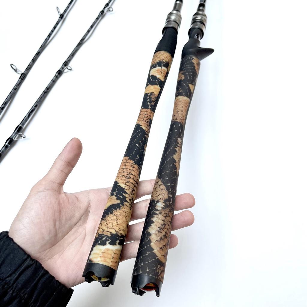 Cần câu lure 2 khúc cao cấp Snake Rod Phukiencaulure25 Cần câu lure chất liệu carbon phủ họa tiết da rắn cực đẹp