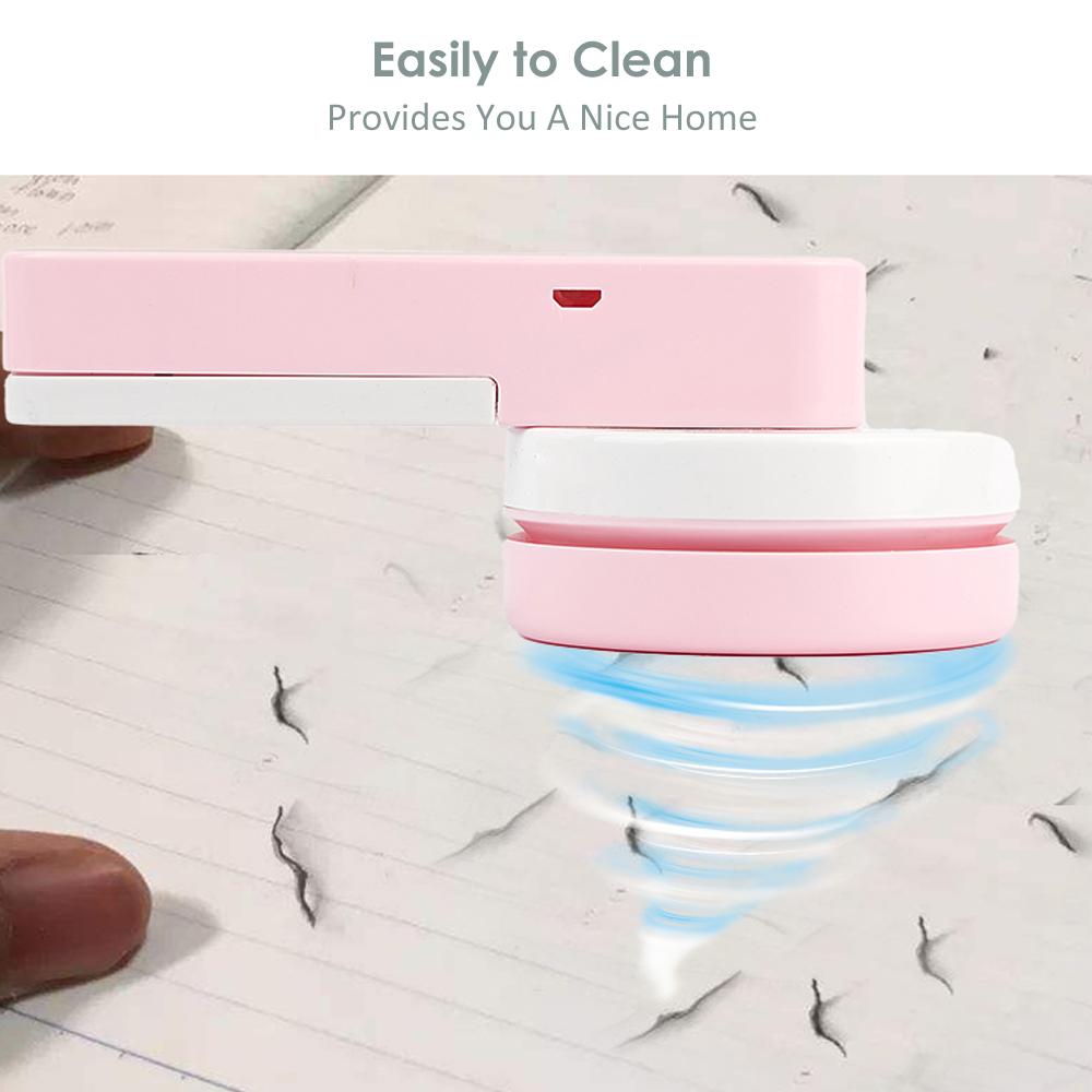 Máy làm sạch mini với sức hút mạnh mẽ, có thể loại bỏ hiệu quả tro, bụi, tóc, vụn thức ăn, cặn tẩy... Tùy chọn sạc USB, pin 1200mAh hoặc pin AA