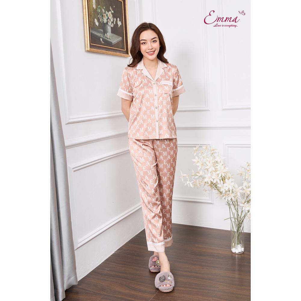 Bộ Mặc Nhà Pyjama Lụa Áo Ngắn Tay, Quần Dài Emma ETLU.21.09.07