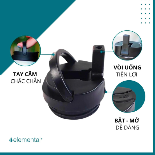Bình giữ nhiệt elemental Pop màu unicorn 414ml, inox 304, giữ nhiệt tốt, FDA Hoa Kì, bình đa năng có kèm ống hút cho bé đi học