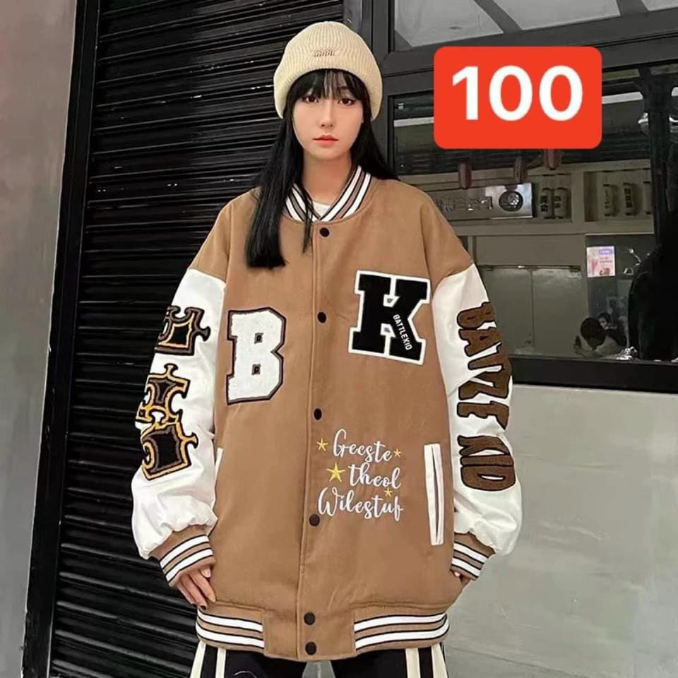 Áo Khoác Retro Thêu Chữ Bóng Chày,Áo Khoác Bomber chữ BK Nam Nữ cho các Trận Đấu, áo cardigan chữ K đường phố, Áo bomber nỉ in chữ B unisex ulzzang phong cách hàn quốc cá tính dễ phối đồ, áo khoác bomber chữ KB
