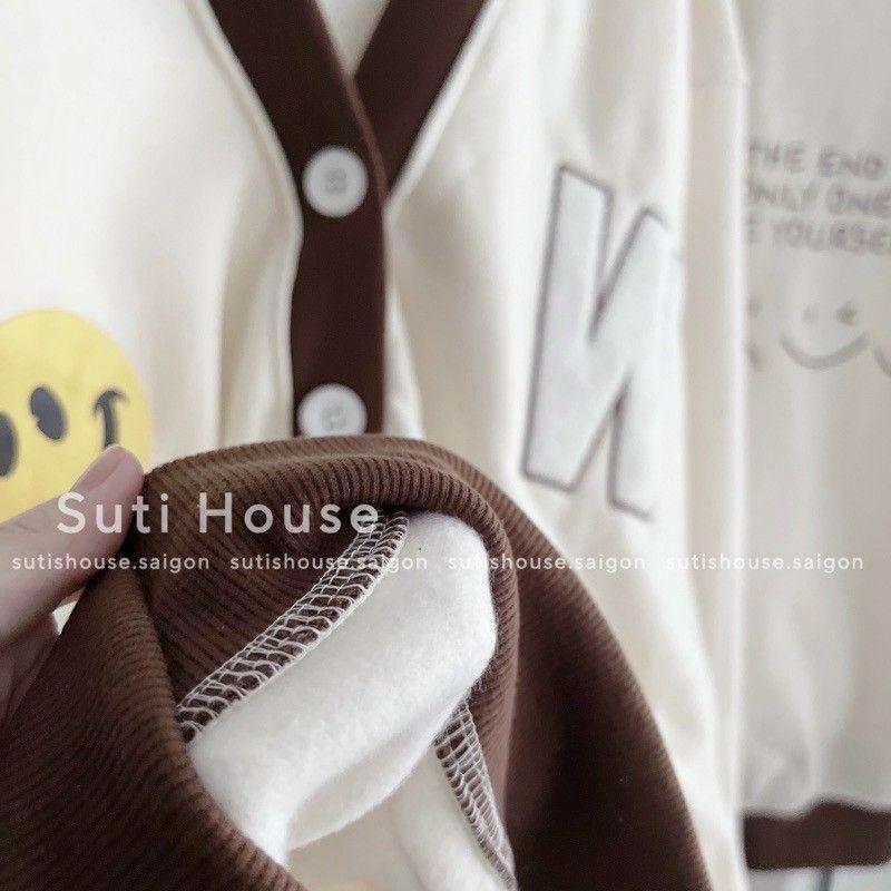 Áo khoác cardigan nữ mặt cười W game chất nỉ bông cao cấp phối màu cực đẹp phong cách Hàn