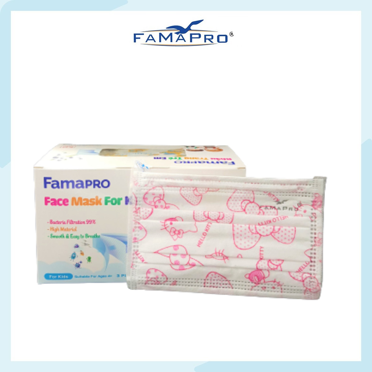 [HỘP - FAMAPRO MAX KID] - khẩu trang y tế trẻ em kháng khuẩn 3 lớp Famapro Max Kid (50 cái/ hộp) - 1 HỘP