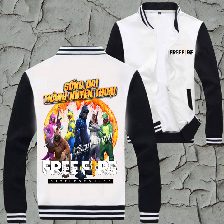 Áo Khoác Free Fire Áo Khoác Bomber in hình Khủng Long trong Game Free Fire Dành cho Giới Trẻ chất liệu nỉ bông mềm mịn