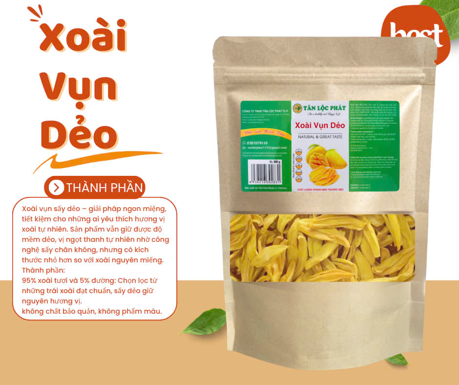 Xoài Xé Sợi Sấy Dẻo Thơm Ngon Tân Lộc Phát