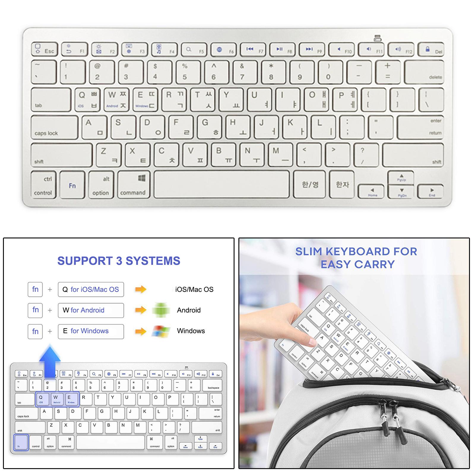 Silver  Korean 78 Keys Wireless Bluetooth Keyboard for Computer Stylish