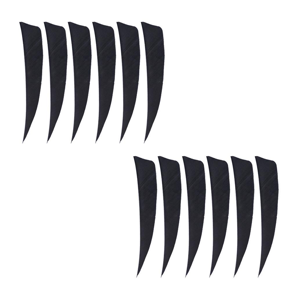 2-6pack 12 Pieces 4 Inch Archery Arrow Feathers Fletchings Vanes Black