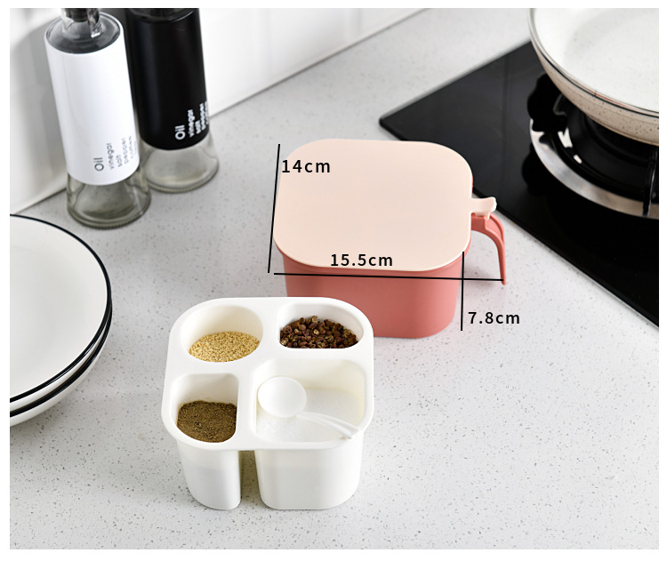 Hộp đụng gia vị 4 ngăn có nắp đậy - Henrysa