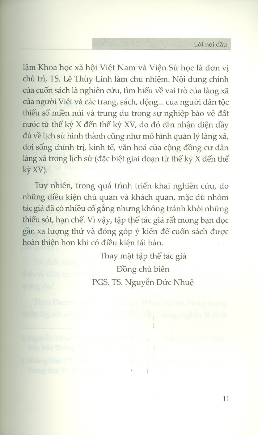 Làng Xã Việt Nam Trong Sự Nghiệp Bảo Vệ Đất Nước Từ Thế Kỷ X Đến Thế Kỷ XV (Sách Chuyên Khảo)