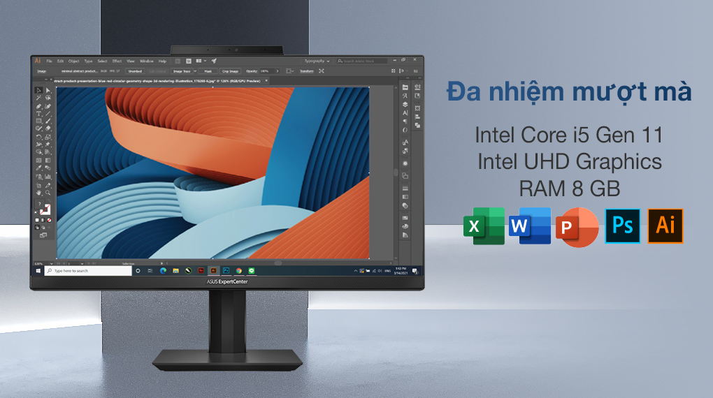 Máy tính All In One PC ASUS E5202WH (21.5' FullHD | Chip Intel Core i3-11100B | Ram 4GB | 512GB SSD | Windows 11 bản quyền | WiFi + Bluetooth) - Hàng chính hãng