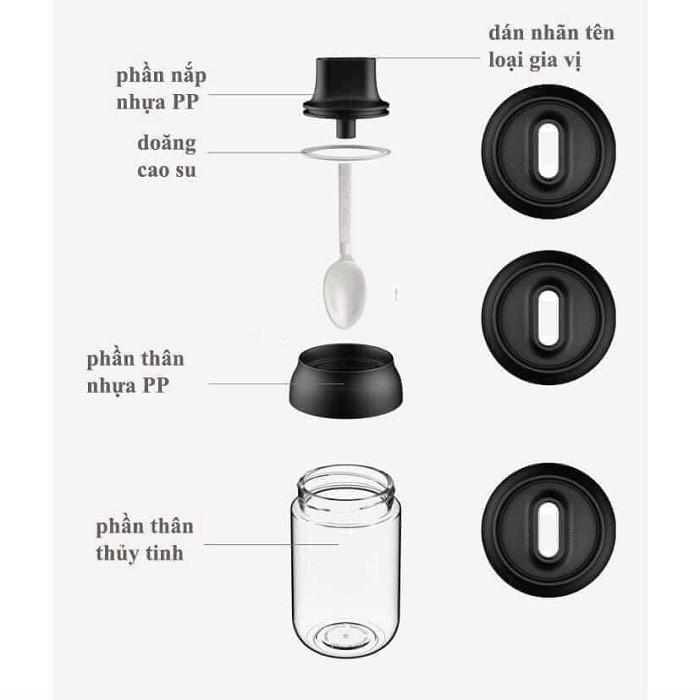 Hộp đựng gia vị kèm thìa