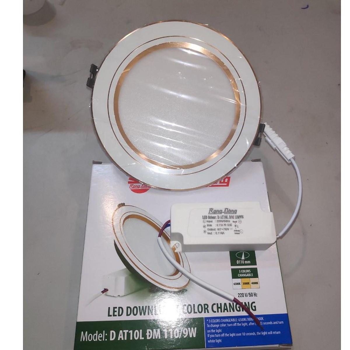 Đèn LED âm trần downlight đổi màu 12W viền bạc AT10 ĐM 110/12W Rạng Đông