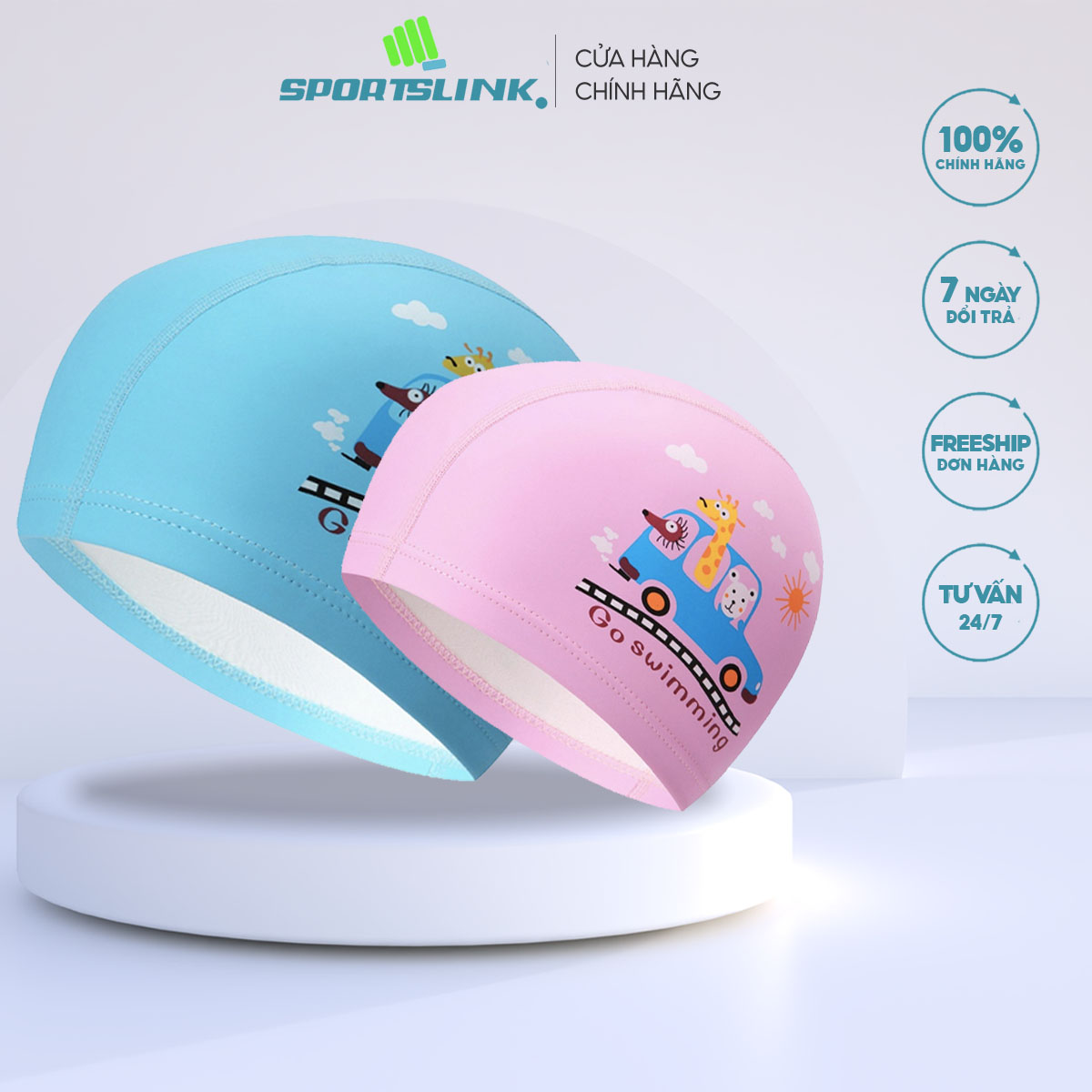 Nón bơi trẻ em hoạt hình dễ thương PU chống thấm P-4218
