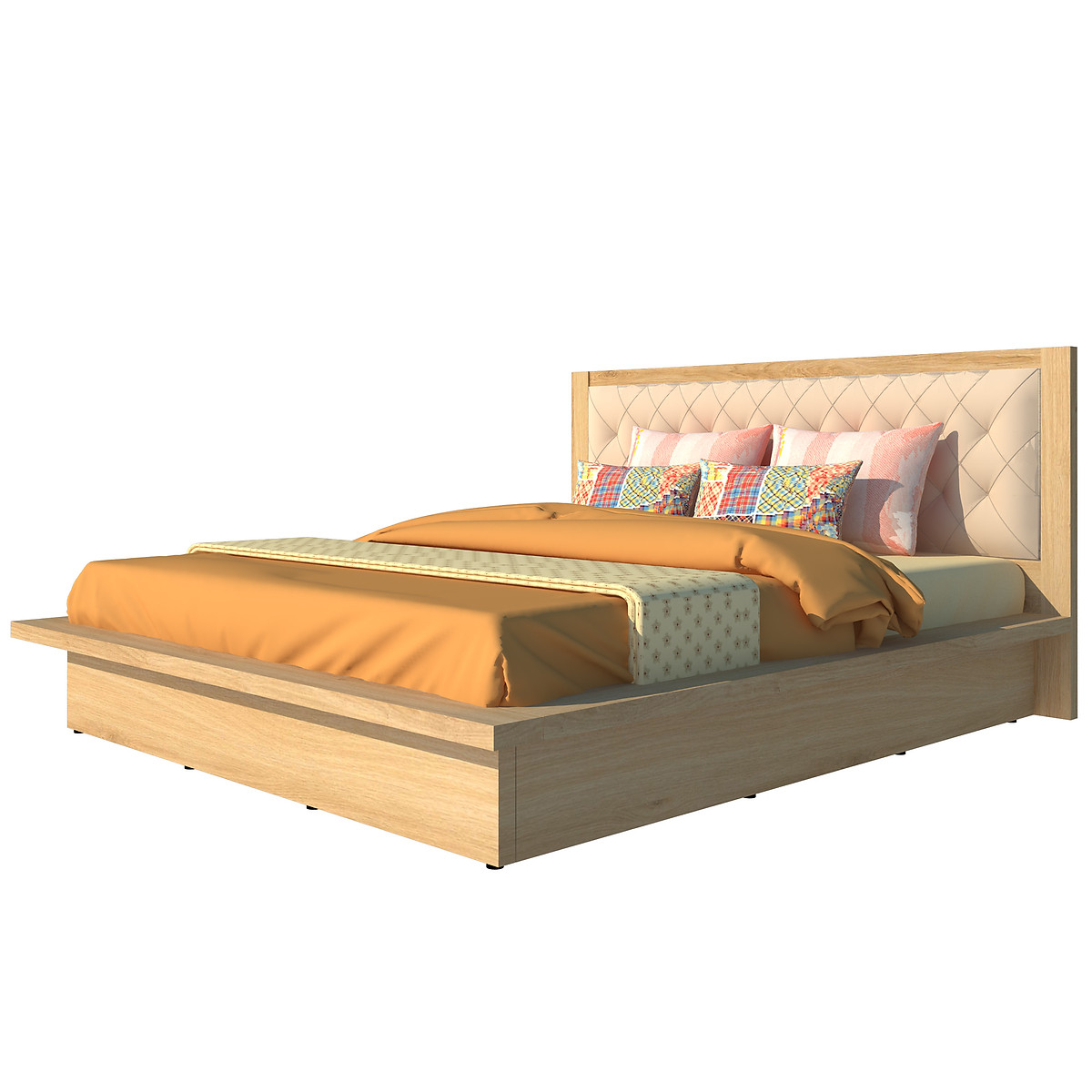 Giường ngủ cao cấp Tundo màu vàng sồi 160cm x 200cm