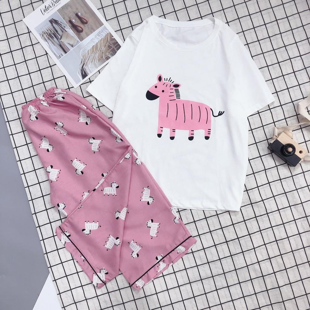 Set bộ ngủ áo thun cotton quần lửng siêu dễ thương