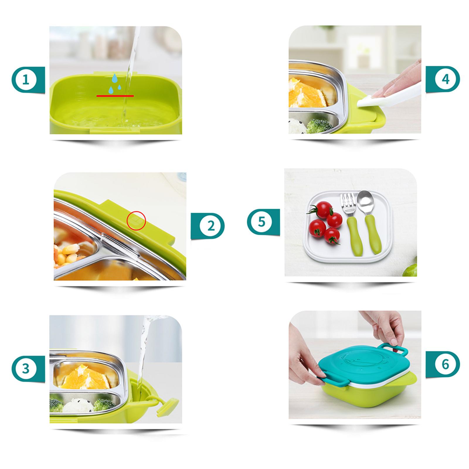 Hộp Cơm Bento 3 Ngăn Phong Cách Nhật Bản Bằng Thép Không Gỉ Chống Rò Rỉ 400Ml