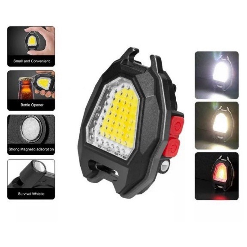 Đèn led móc khóa mini siêu sáng 5 in 1 có nam châm, bật lửa, mở bia, pin khoẻ mẫu mới dùng đi cắm trại