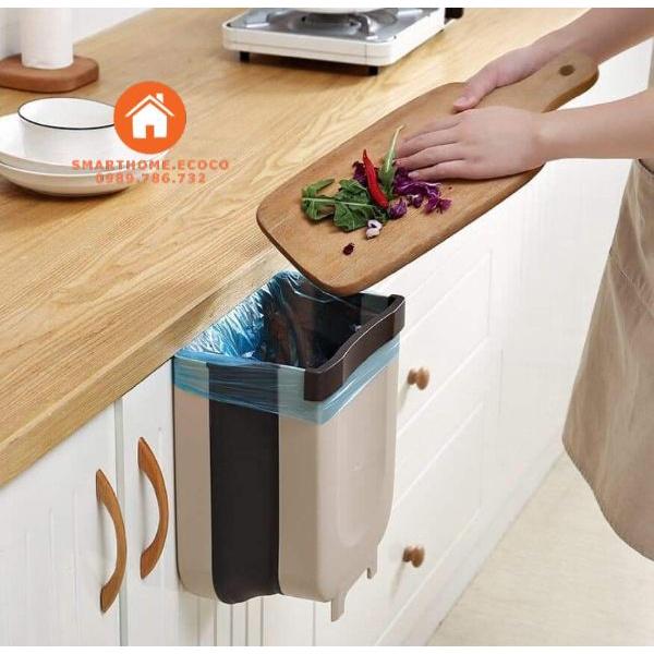 Thùng rác, Giỏ rác VUÔNG gấp gọn treo kẹp tủ bếp nhựa dẻo siêu bền siêu nhẹ cho nhà bếp và xe hoi