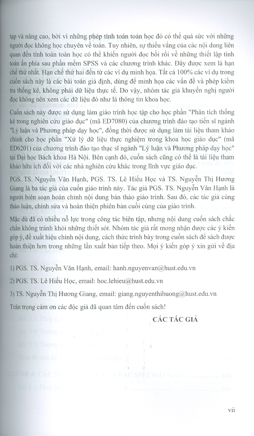 Phân Tích Thống Kê Trong Nghiên Cứu Giáo Dục - PGS.TS. Nguyễn Văn Hạnh, PGS.TS. Lê Hiếu Học, TS. Nguyễn Thị Hương Giang