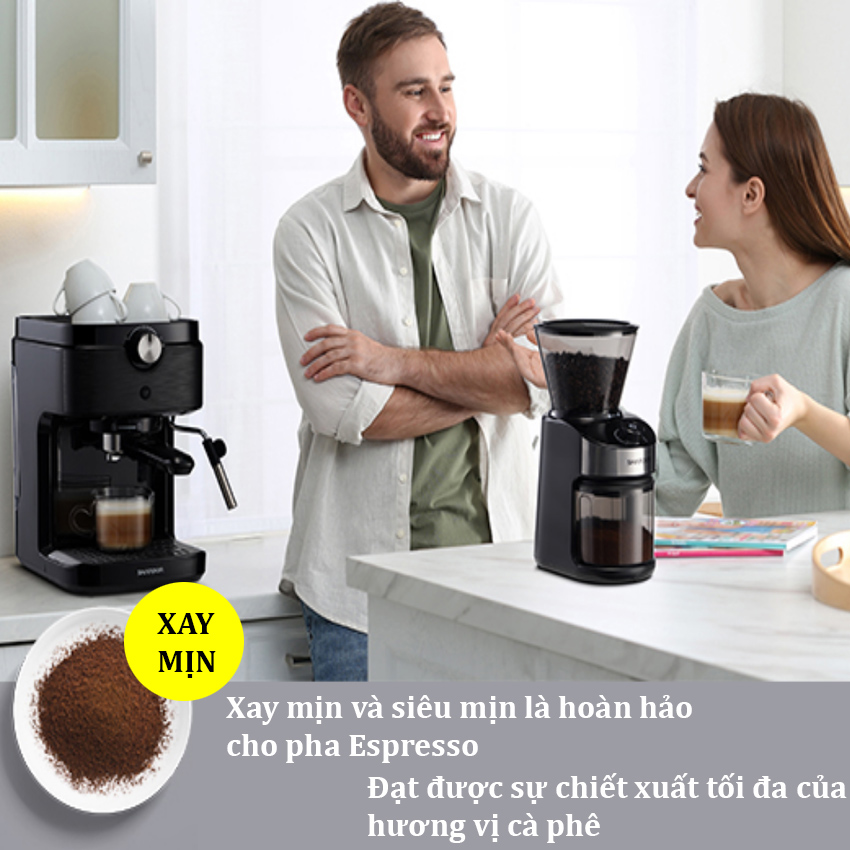Máy xay hạt cà phê cao cấp Shardor CG836B Tích hợp 25 chế độ xay hạt cà phê - Cài đặt thời gian xay 40 giây - Hàng Nhập Khẩu