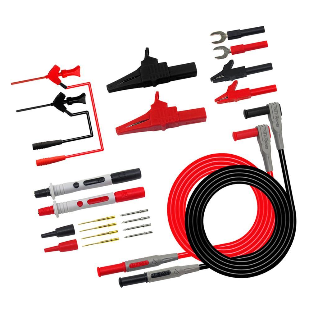 Multimeter Probe Test Hook Lead Probe Kit With Alligator Clip 4mm Banana Plug