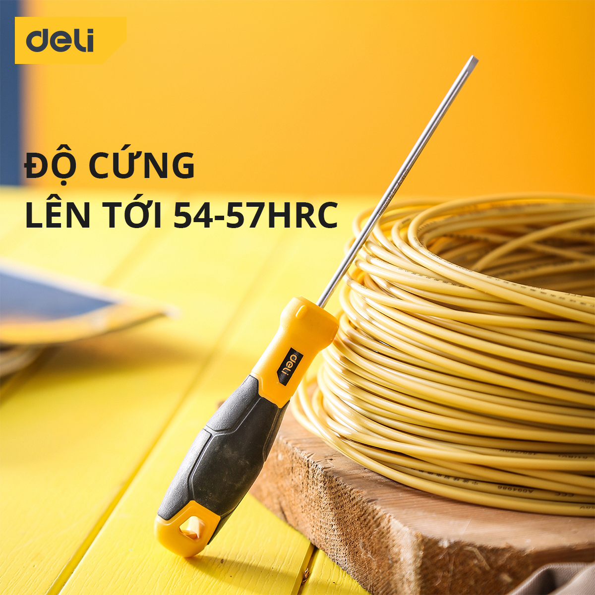 Tua Vít 2 Cạnh Deli Cao Cấp - Đầu Vít Từ Tính Dễ Dàng Sử Dụng - Kích Thước 3*100mm Thép Cr-V Mạ Crom