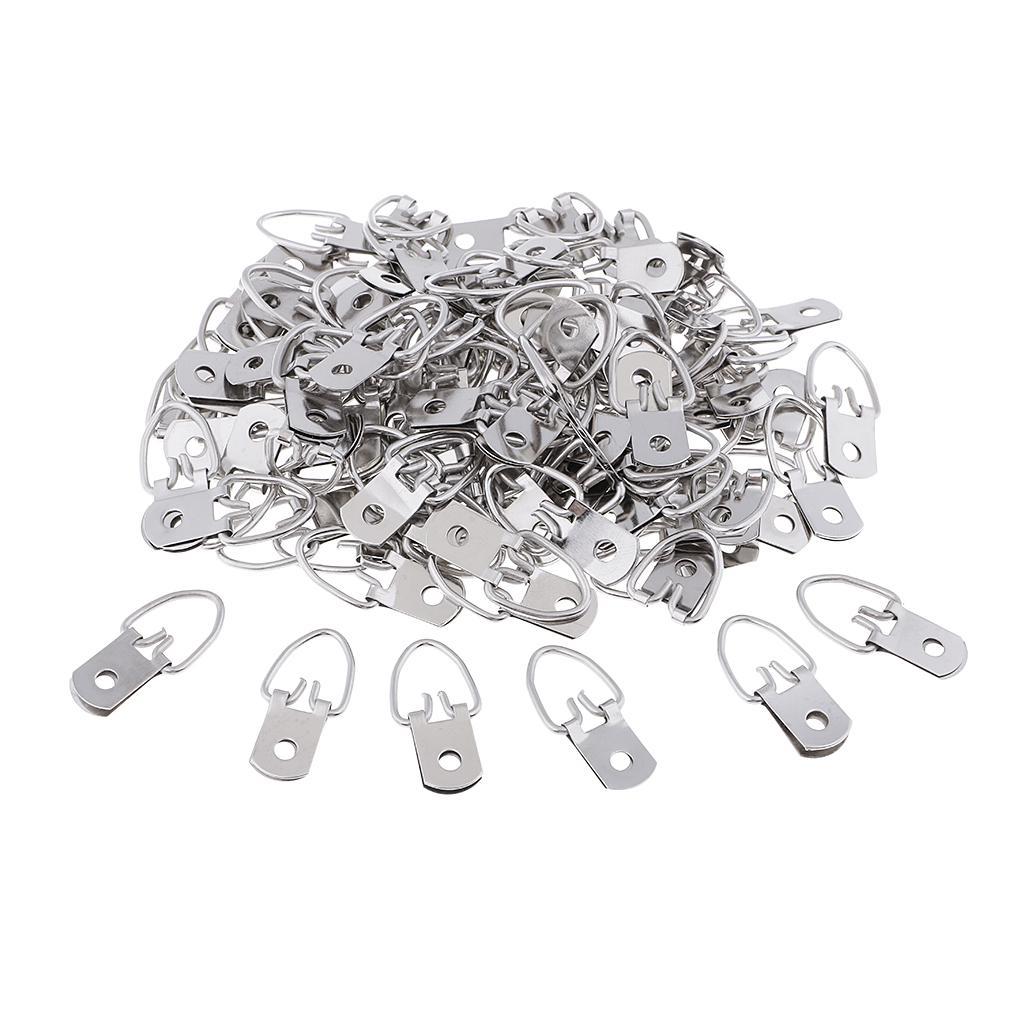 100 Pieces 3.2 x 1.5 cm Single Hole D Ring Picture Frame Hangers Hooks Wall Hangers Heavy Duty D Ring Picture Hangers