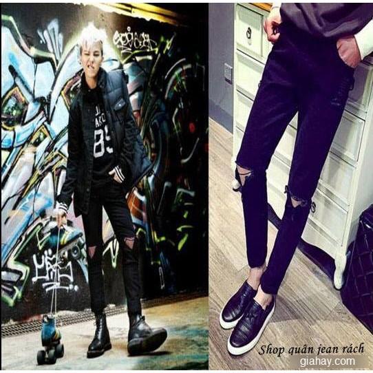 Jean rách gối chữ thập Hot
