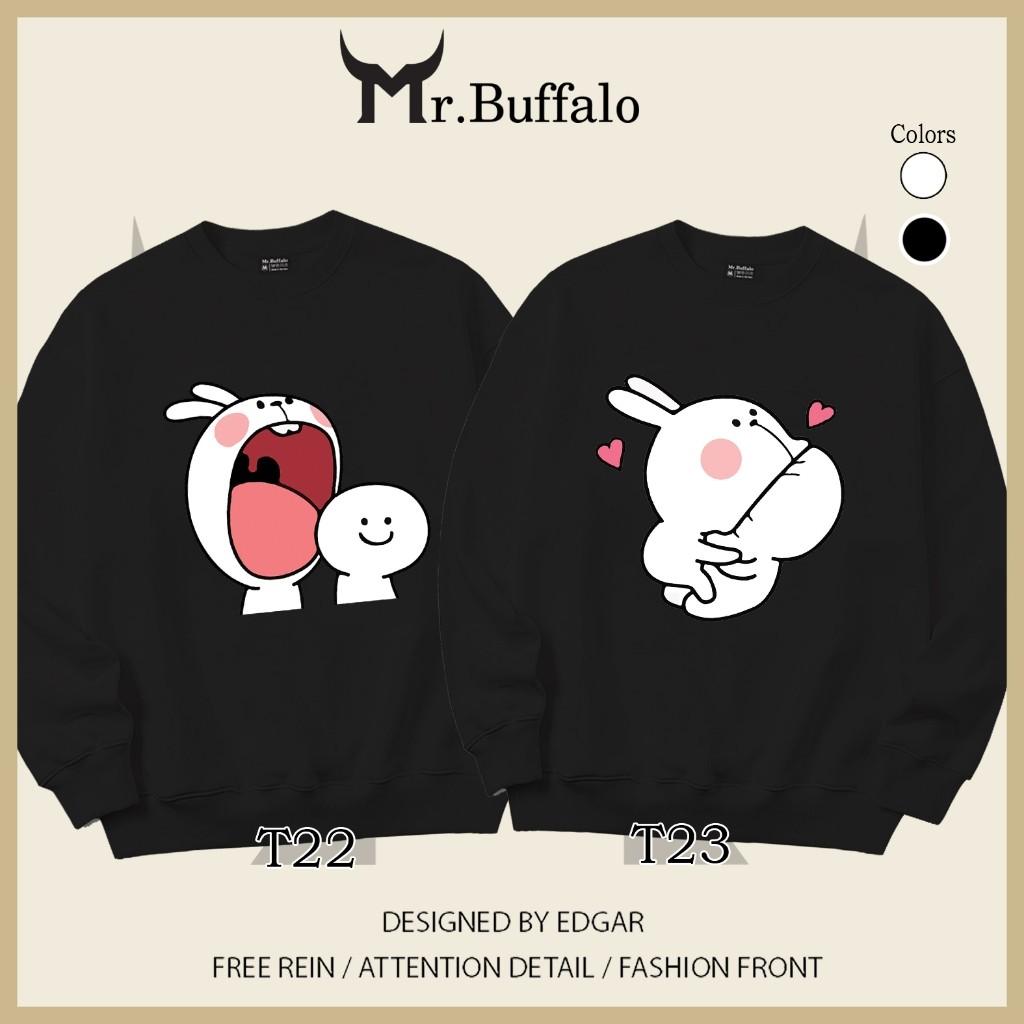 Áo Sweater cặp đôi thỏ trắng dễ thương Mr.Buffalo - T23 Đen, T23 Đen
