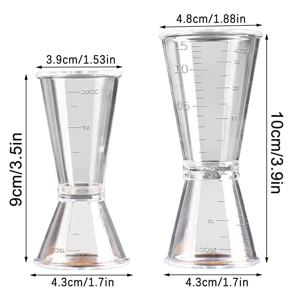 4 miếng cocktail dosser, cocktail ly đo, cốc để đo quầy bar, cocktail jigger dosyer, bộ rượu trong suốt rượu, cho quán bar, bữa tiệc, máy lắc rượu vang